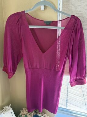 Armani Exchange Berry Knit Top with V-Neck
